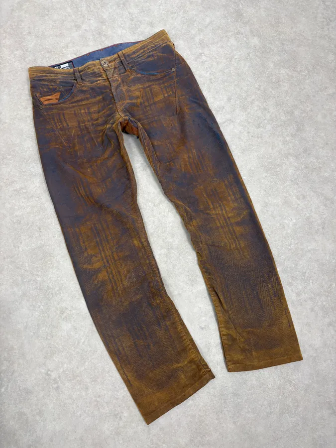 FW2003 Marithé + François Girbaud Brown & Navy Velvet Pants - Image 5