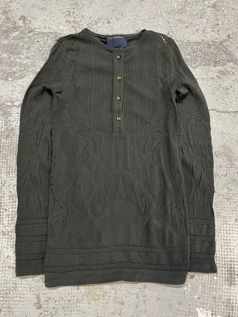FW2003 Roberto Cavalli Embroidered Black Henley Longsleeves - Image 2