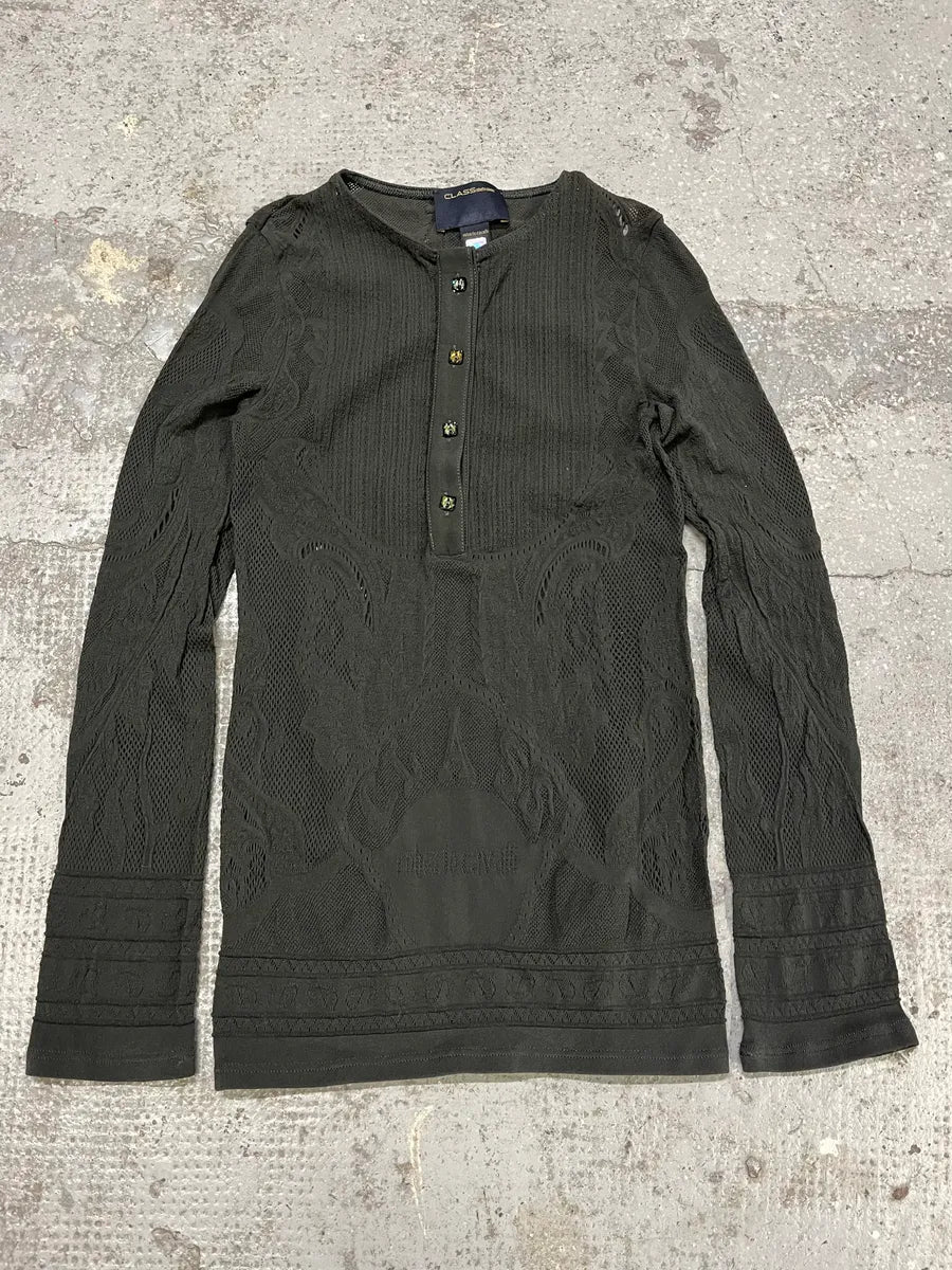 FW2003 Roberto Cavalli Embroidered Black Henley Longsleeves - Image 5