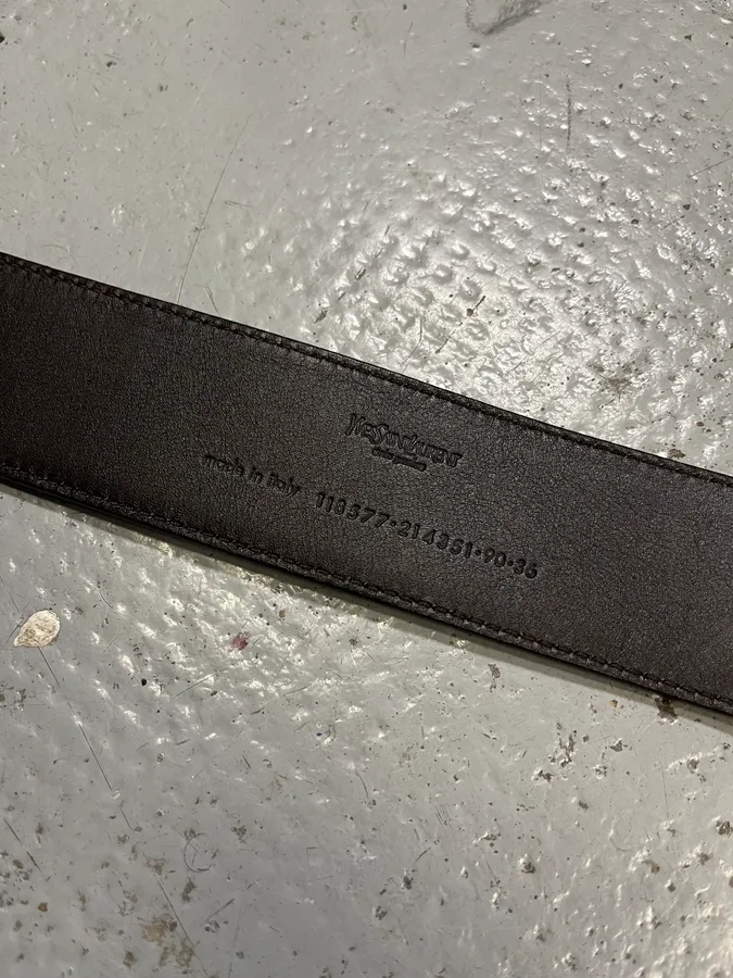 FW2003 Yves Saint Laurent Golden YSL Logo Buckle Black Leather Belt - Image 9