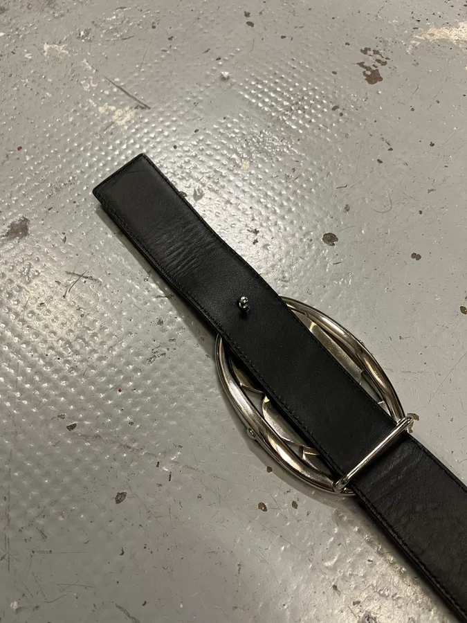 FW2003 Yves Saint Laurent YSL Logo Black Leather Belt - Image 9
