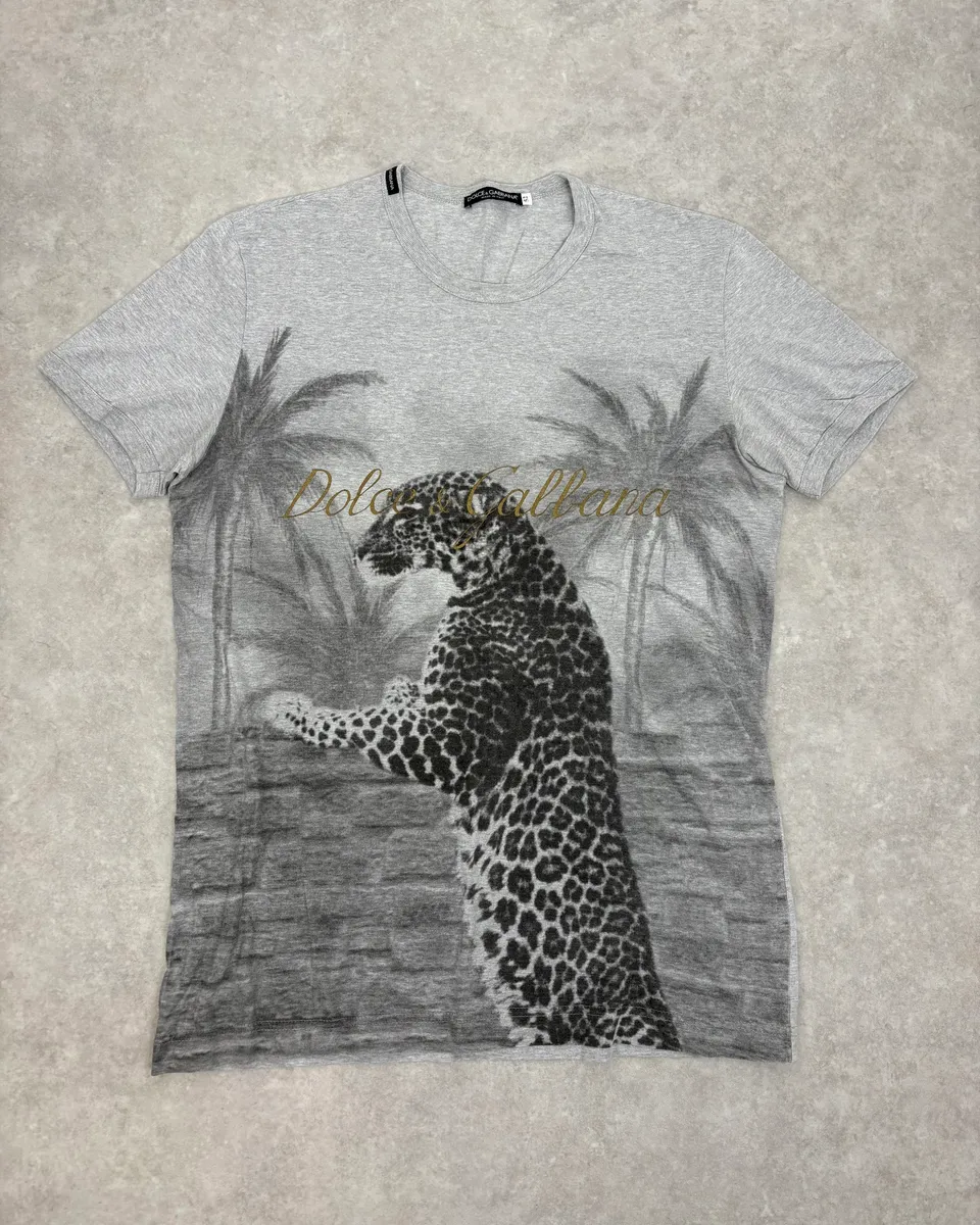 FW2004 Dolce & Gabbana Leopard Grey T-Shirt - Image 2