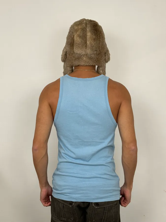 FW2004 Dolce & Gabbana White Tiger Baby Blue Tank Top - Image 4