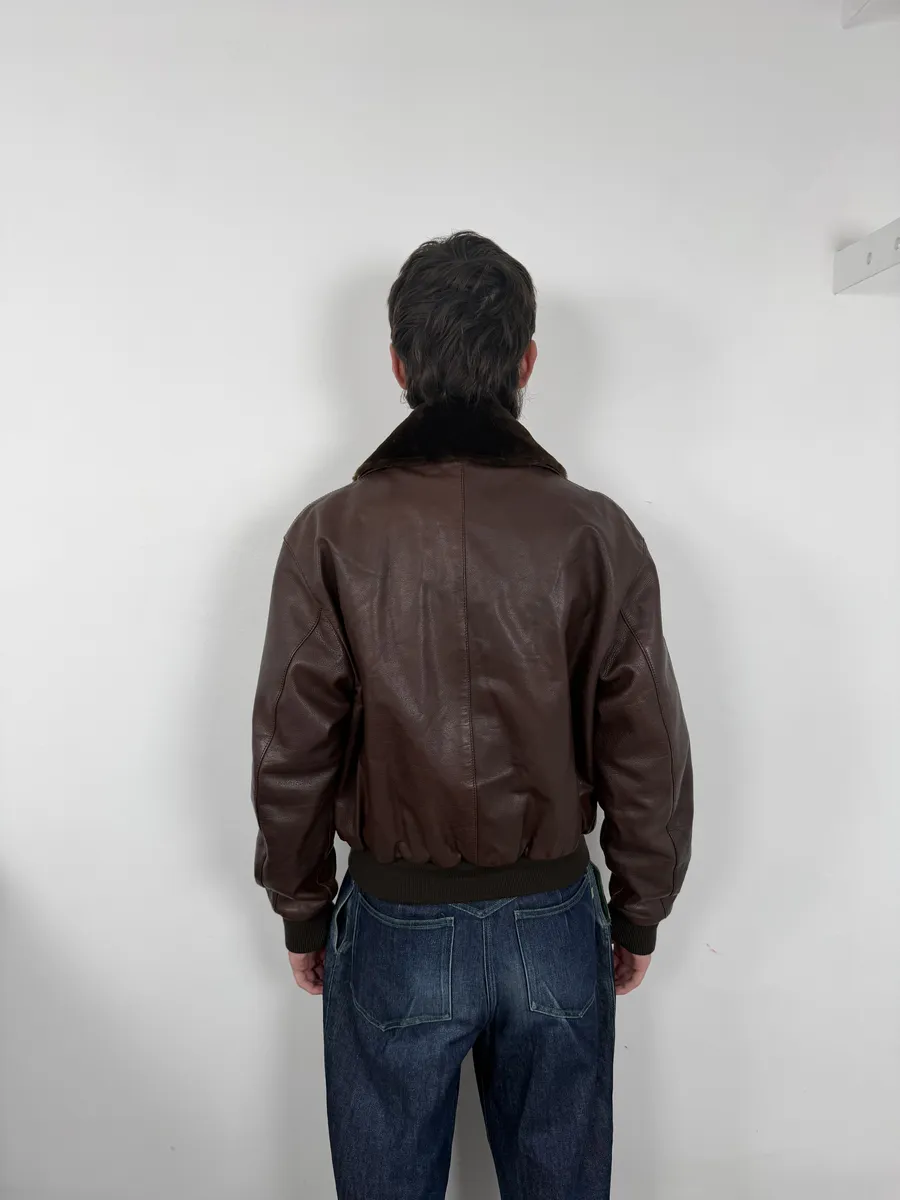 FW2004 Prada Brown Fur Collar Buttoned Leather Jacket - Image 4