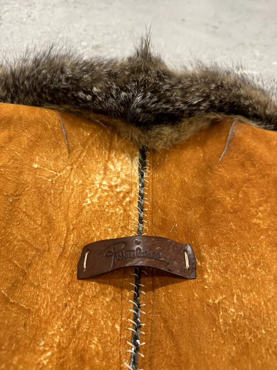 FW2004 Roberto Cavalli Rabbit Fur Camel Leather Embellished Vest - Image 3