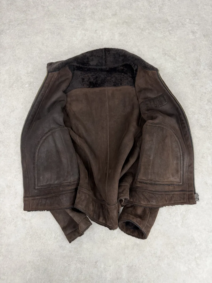 FW2005 Dolce & Gabbana Brown Reversible Shearling Leather Jacket - Image 10