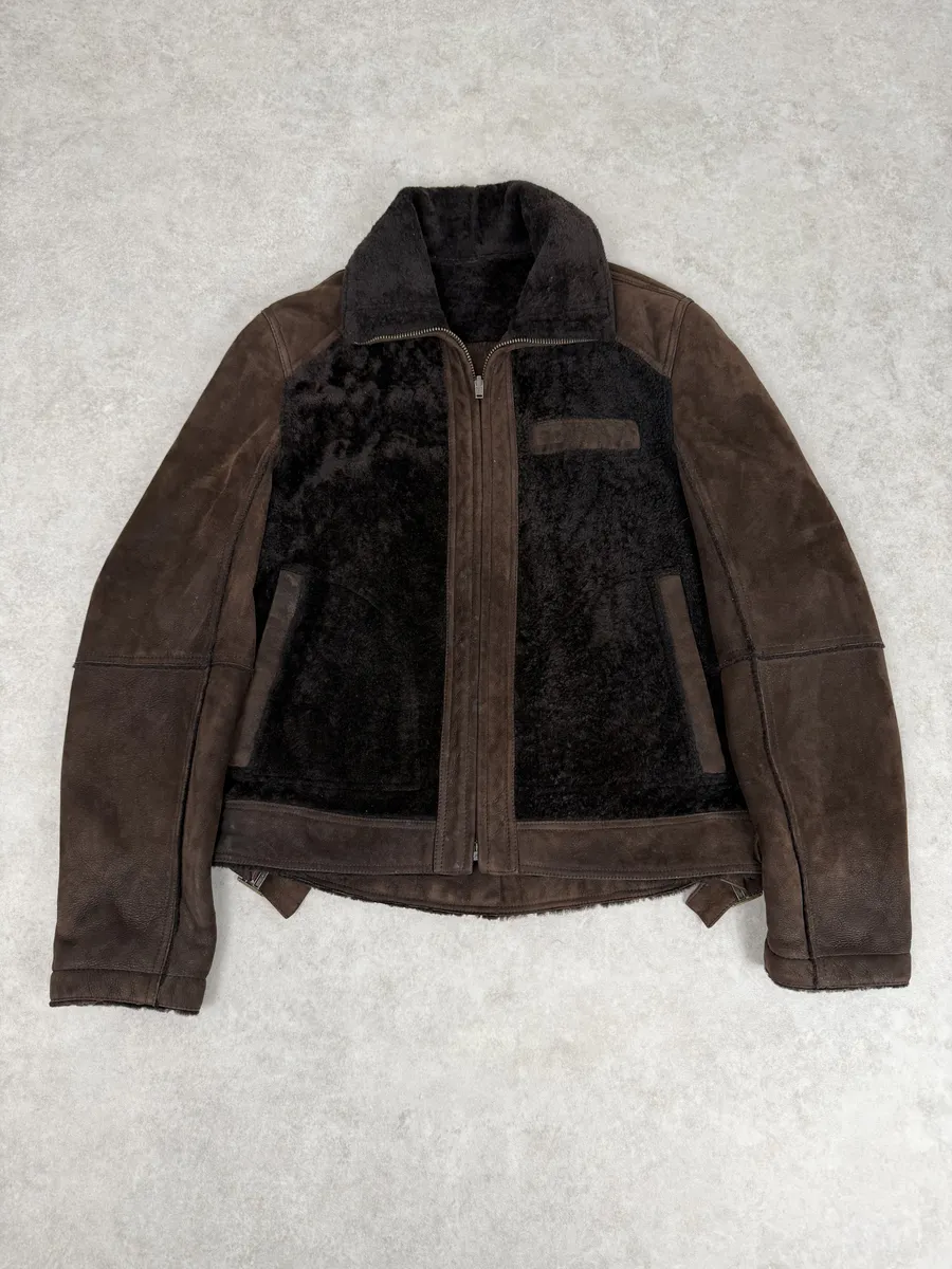 FW2005 Dolce & Gabbana Brown Reversible Shearling Leather Jacket - Image 9