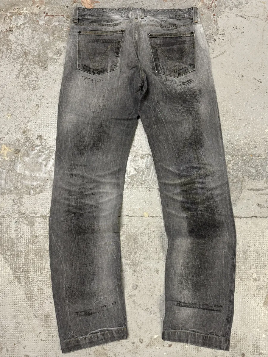 FW2005 Dolce & Gabbana Dark Grey Obscure Denim Jeans - Image 5