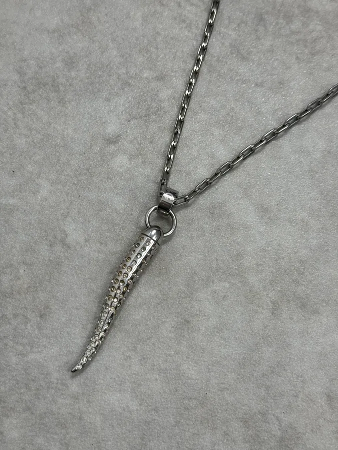 FW2005 Dolce & Gabbana Grey Strass Toith Necklace - Image 3
