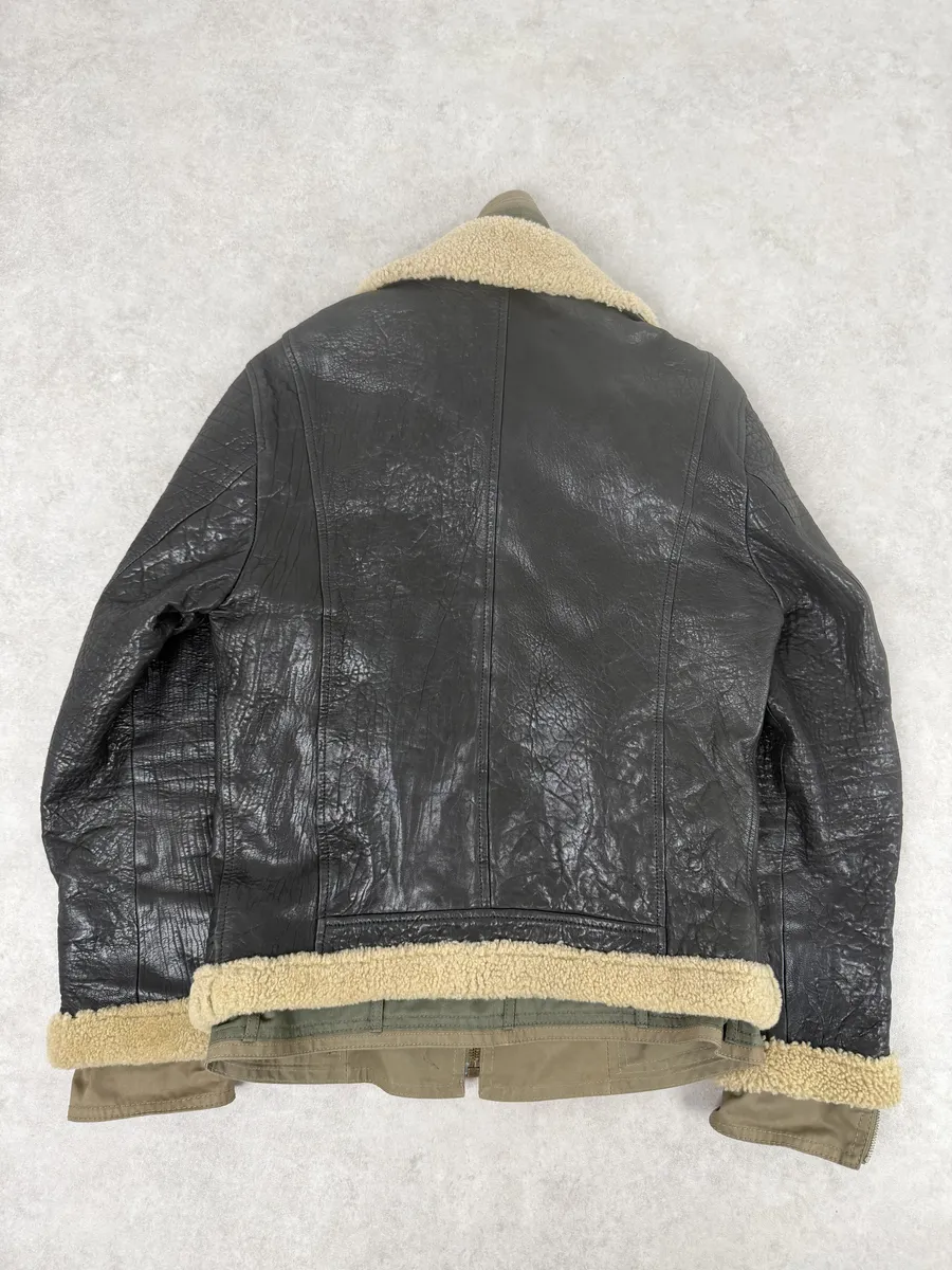 FW2005 Dolce & Gabbana Heavy Shearling Army Combat Leather Jacket - Image 3