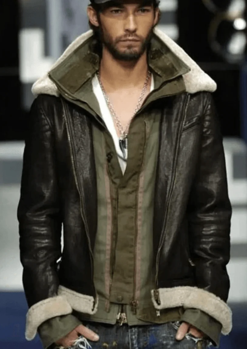 FW2005 Dolce & Gabbana Heavy Shearling Army Combat Leather Jacket - Image 2