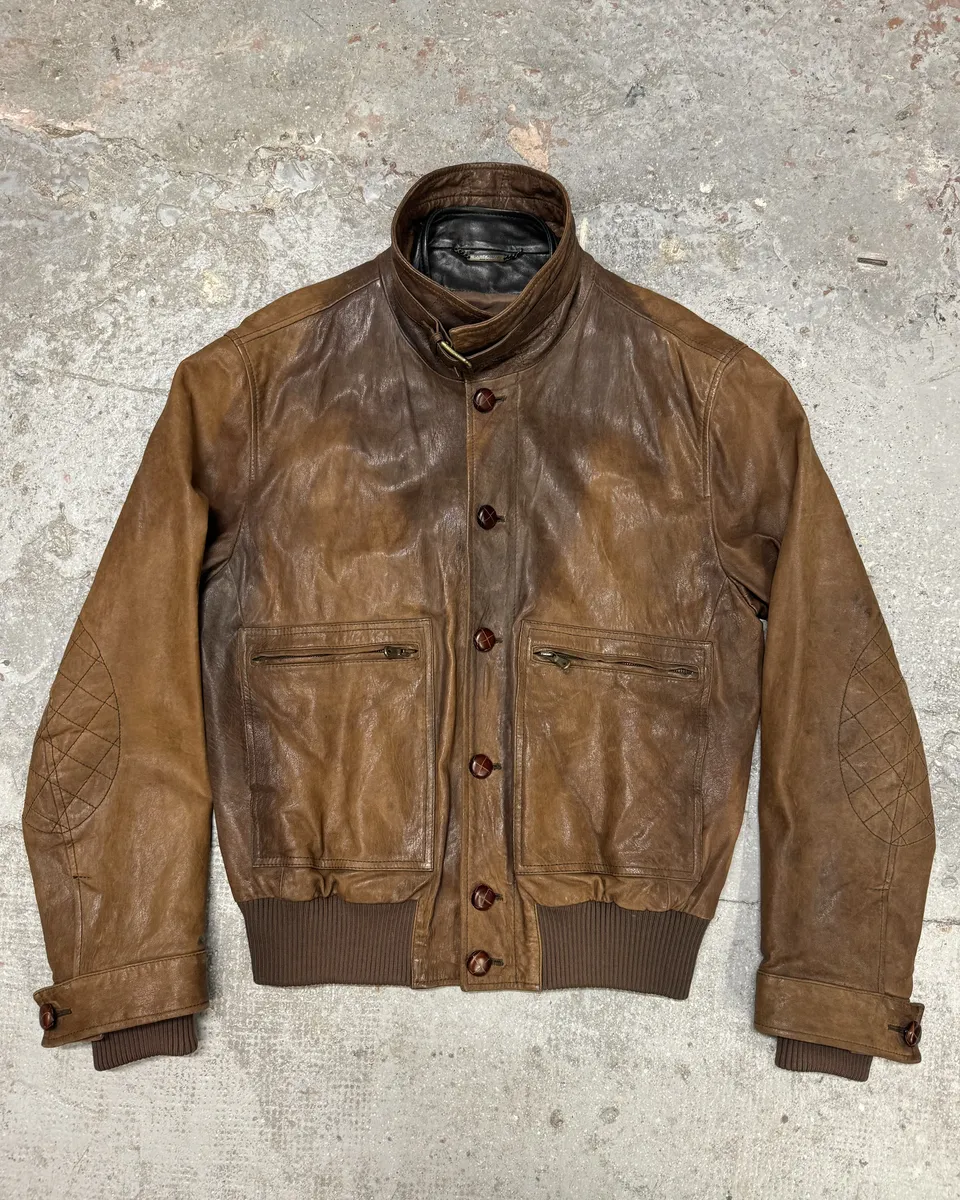 FW2005 Dolce & Gabbana Military Double Leather Heavy Jacket - Image 3