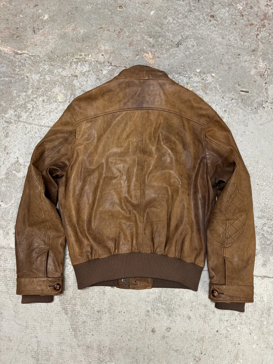 FW2005 Dolce & Gabbana Military Double Leather Heavy Jacket - Image 4