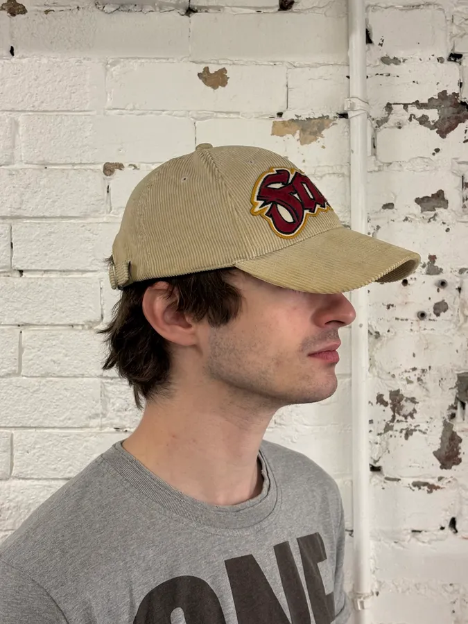 FW2005 Dsquared2 Beige Corduroy Embroidered Faith Cap - Image 3