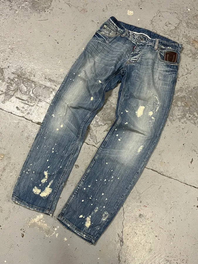 FW2005 DSquared2 Blue Faded Ripped Denim Jeans - Image 5