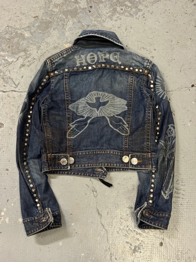 FW2005 Dsquared2 Jesus Lord Peace Cropped Denim Jacket - Image 3