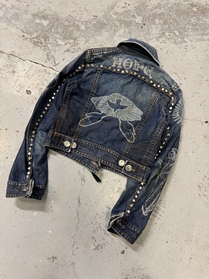 FW2005 Dsquared2 Jesus Lord Peace Cropped Denim Jacket - Image 5