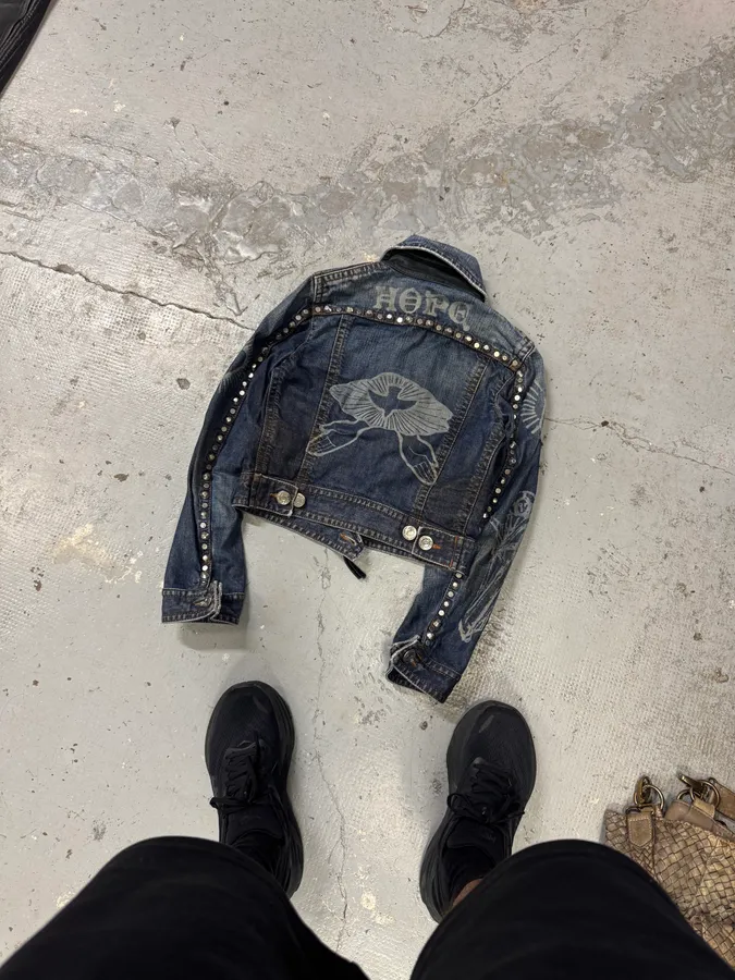 FW2005 Dsquared2 Jesus Lord Peace Cropped Denim Jacket - Image 7