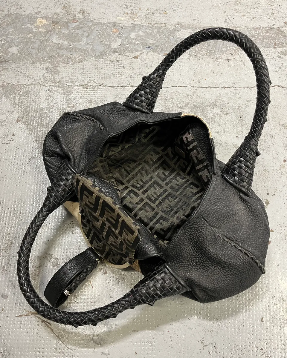 FW2005 Fendi Black & Beige Python Leather Spy Handle Bag - Image 11