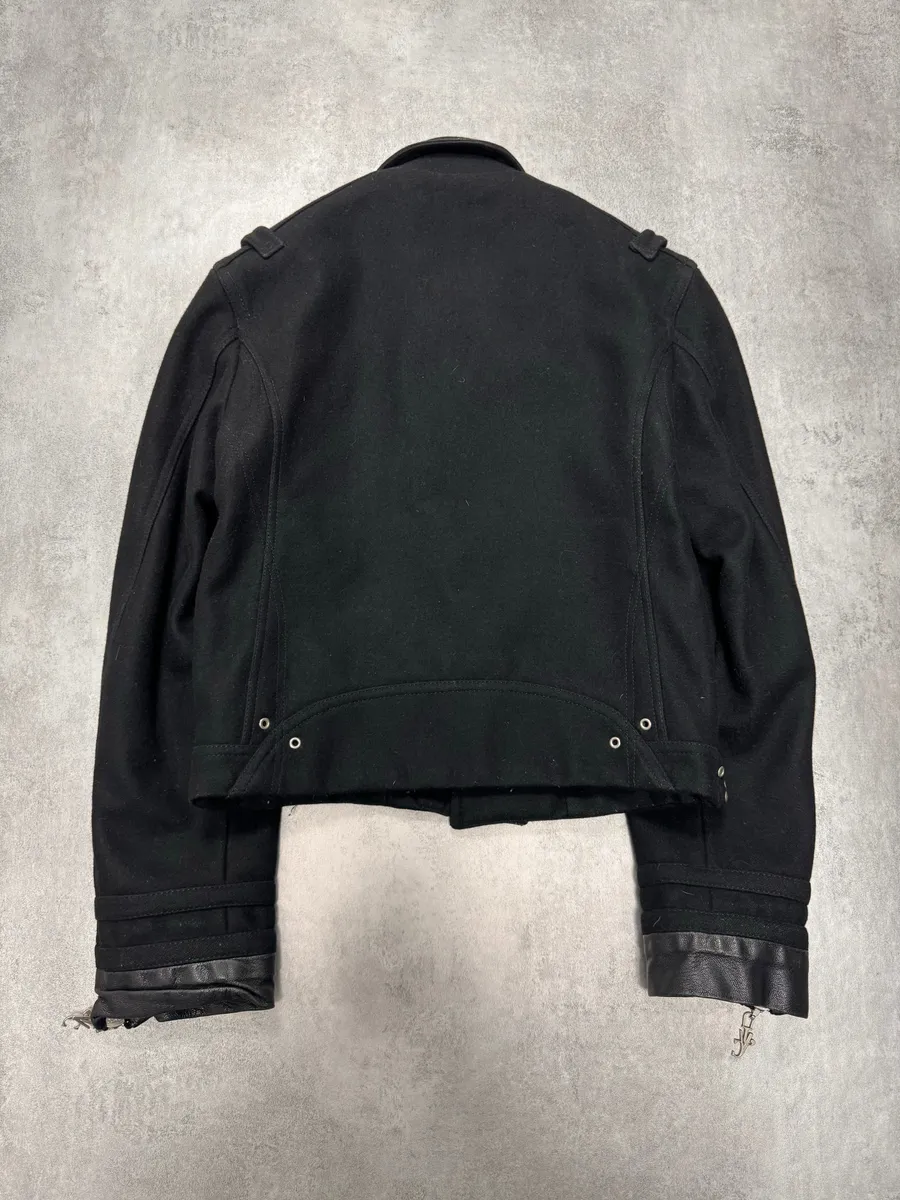FW2005 Versace Asymmetrical Black Zipped Wool Jacket - Image 3