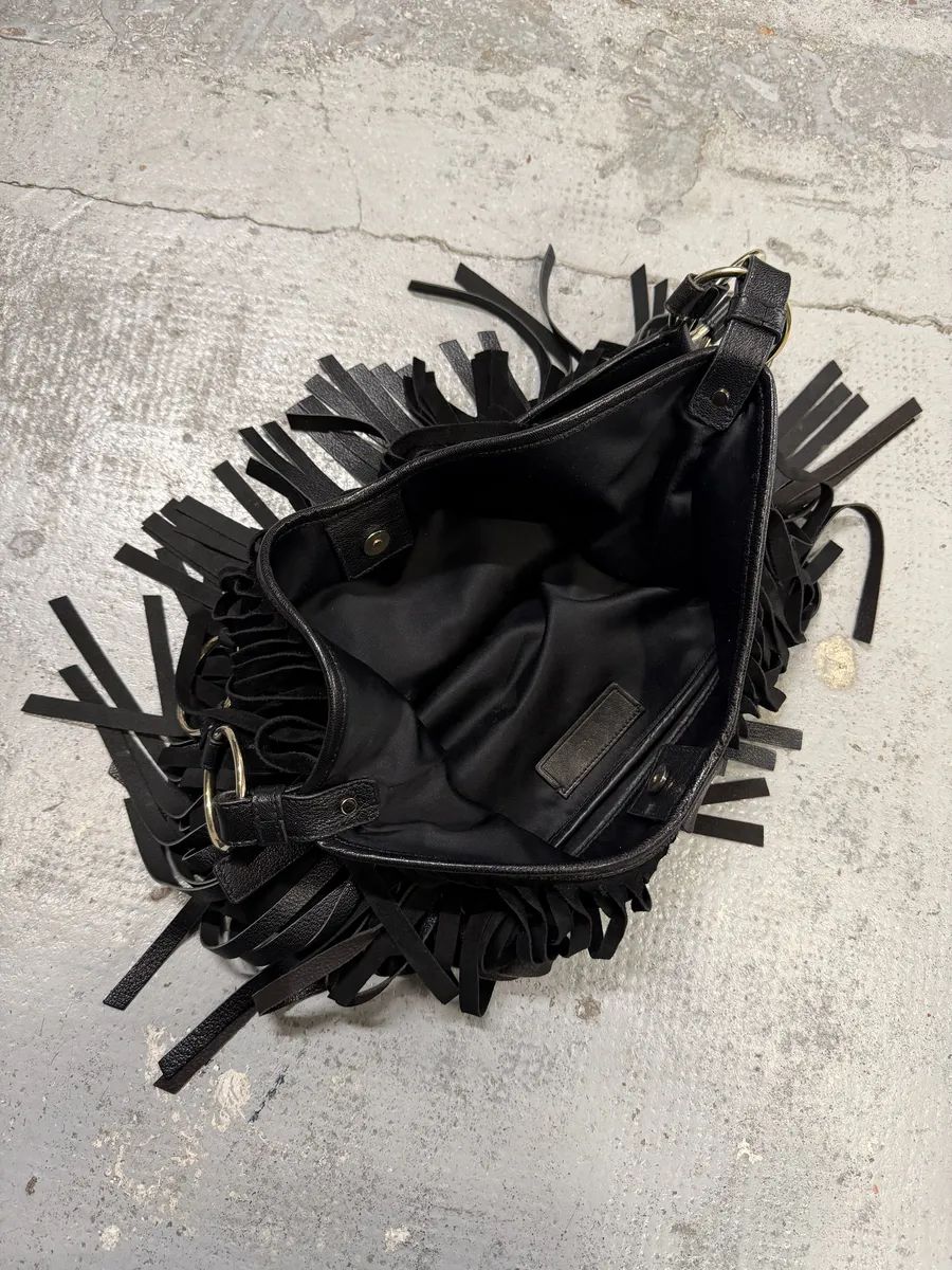 FW2005 Yves Saint Laurent Black Suede Leather Fringe Shoulder Bag - Image 10