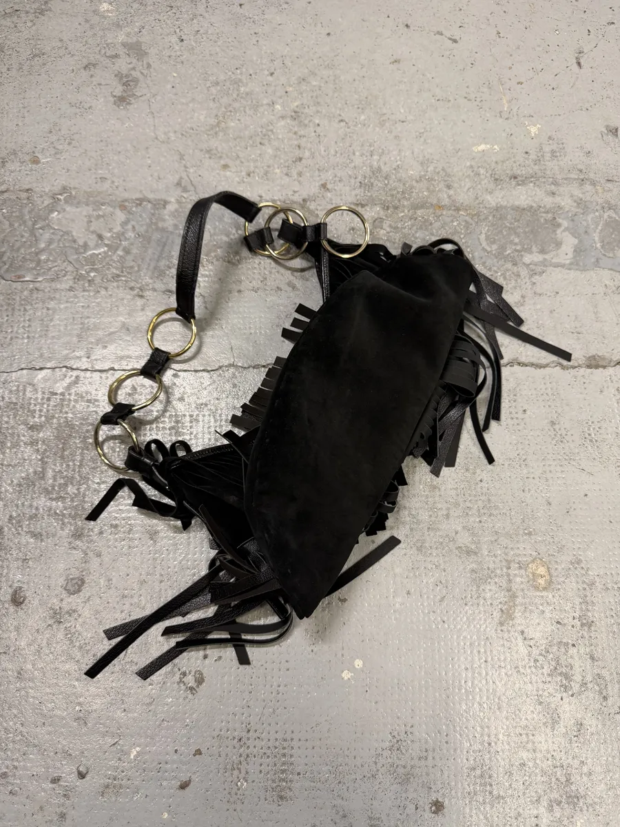 FW2005 Yves Saint Laurent Black Suede Leather Fringe Shoulder Bag - Image 8