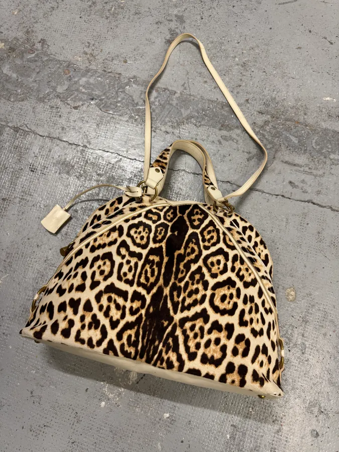 FW2005 Yves Saint Laurent Cream Leopard Print Calf Hair Muse Bag - Image 10