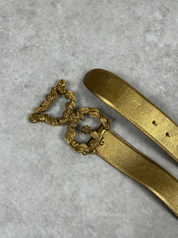 FW2006 Dolce & Gabbana Baroque Golden Buckle Leather Belt - Image 3