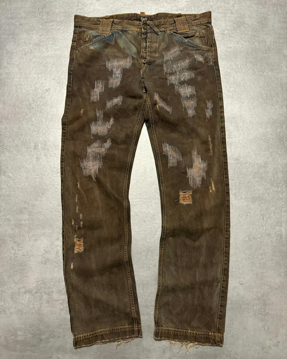 FW2006 Dolce & Gabbana Distressed Grey Relaxed Denim Jeans - Image 2