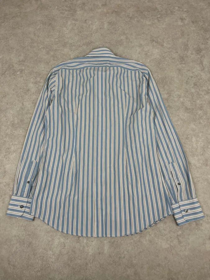 FW2006 Dolce & Gabbana Napoleon Buttoned Blue Lines Shirt - Image 8
