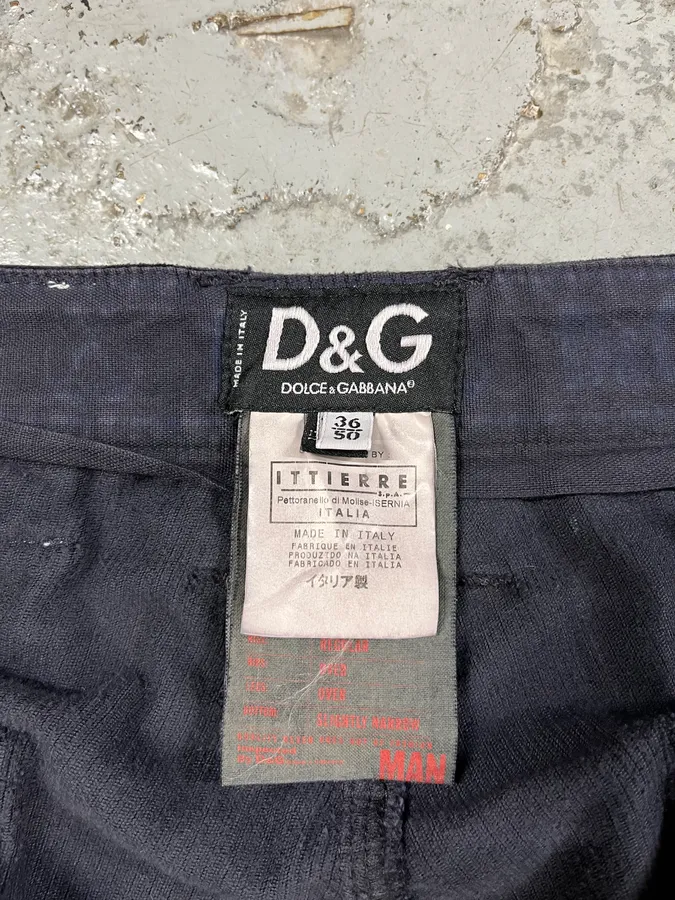 FW2006 Dolce & Gabbana Navy Velvet Bondage Cargo Pants - Image 10