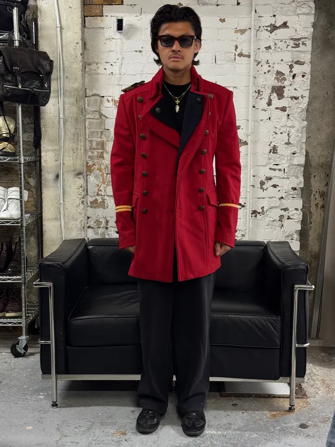 FW2006 Dolce & Gabbana Red Wool Double-Breasted Officer Coat - Image 3