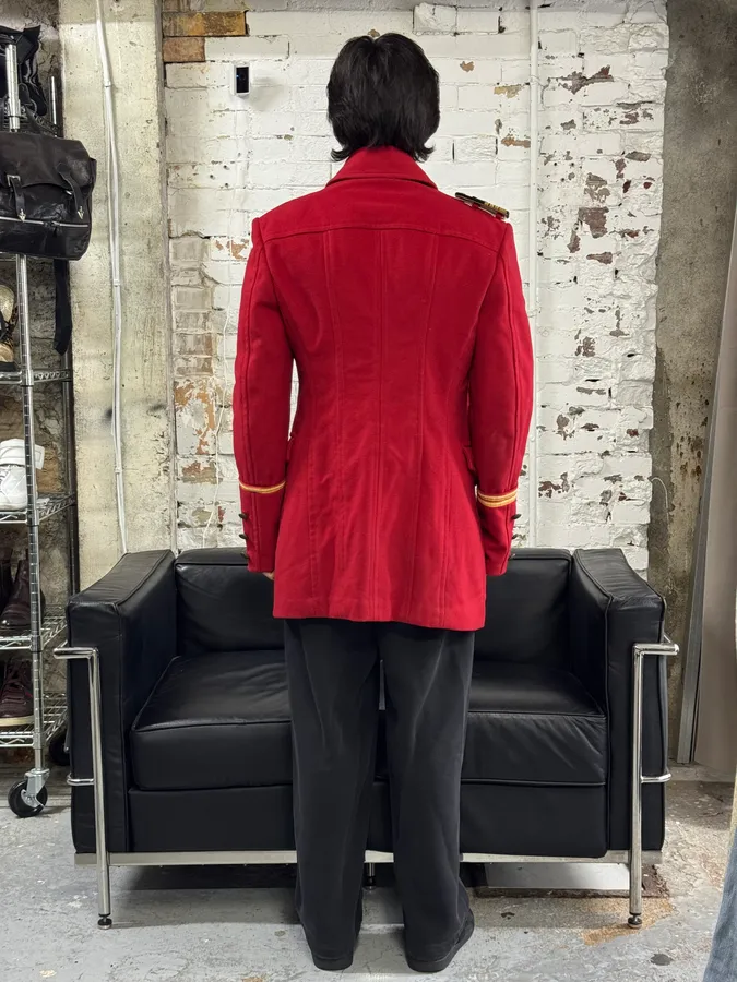 FW2006 Dolce & Gabbana Red Wool Double-Breasted Officer Coat - Image 4