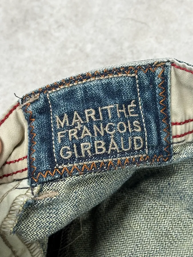 FW2006 Marithé + François Girbaud Navy Patch Blue Cozy Large Denim Jeans - Image 11