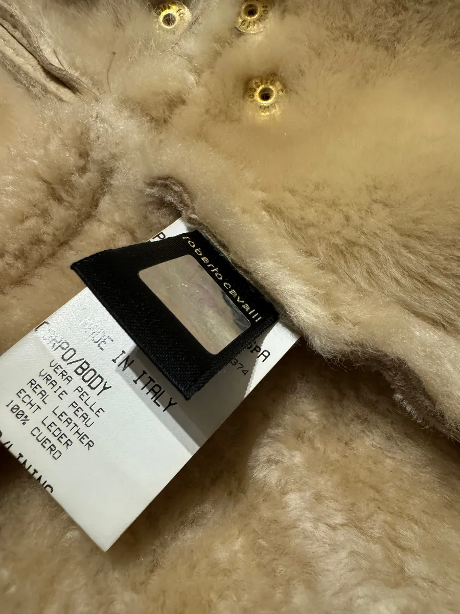 FW2006 Roberto Cavalli Beige Fur & Silk Leather Creamy Royal Jacket - Image 5