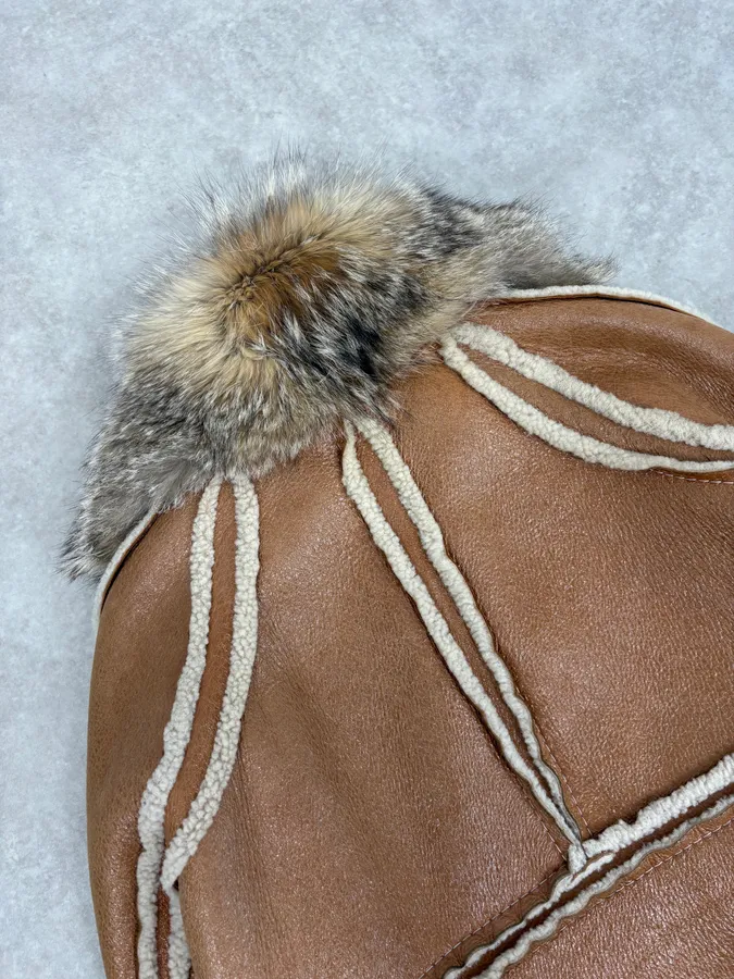 FW2007 Cavalli Brown Fur Aviator Leather Jacket - Image 9