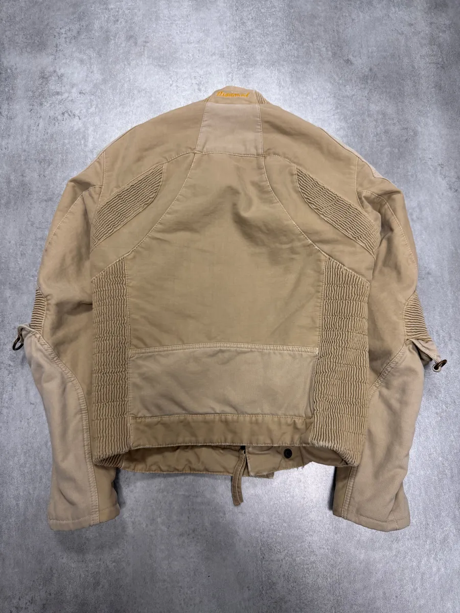 FW2007 Dsquared2 Biker Reinforced Beige Denim Jacket - Image 3