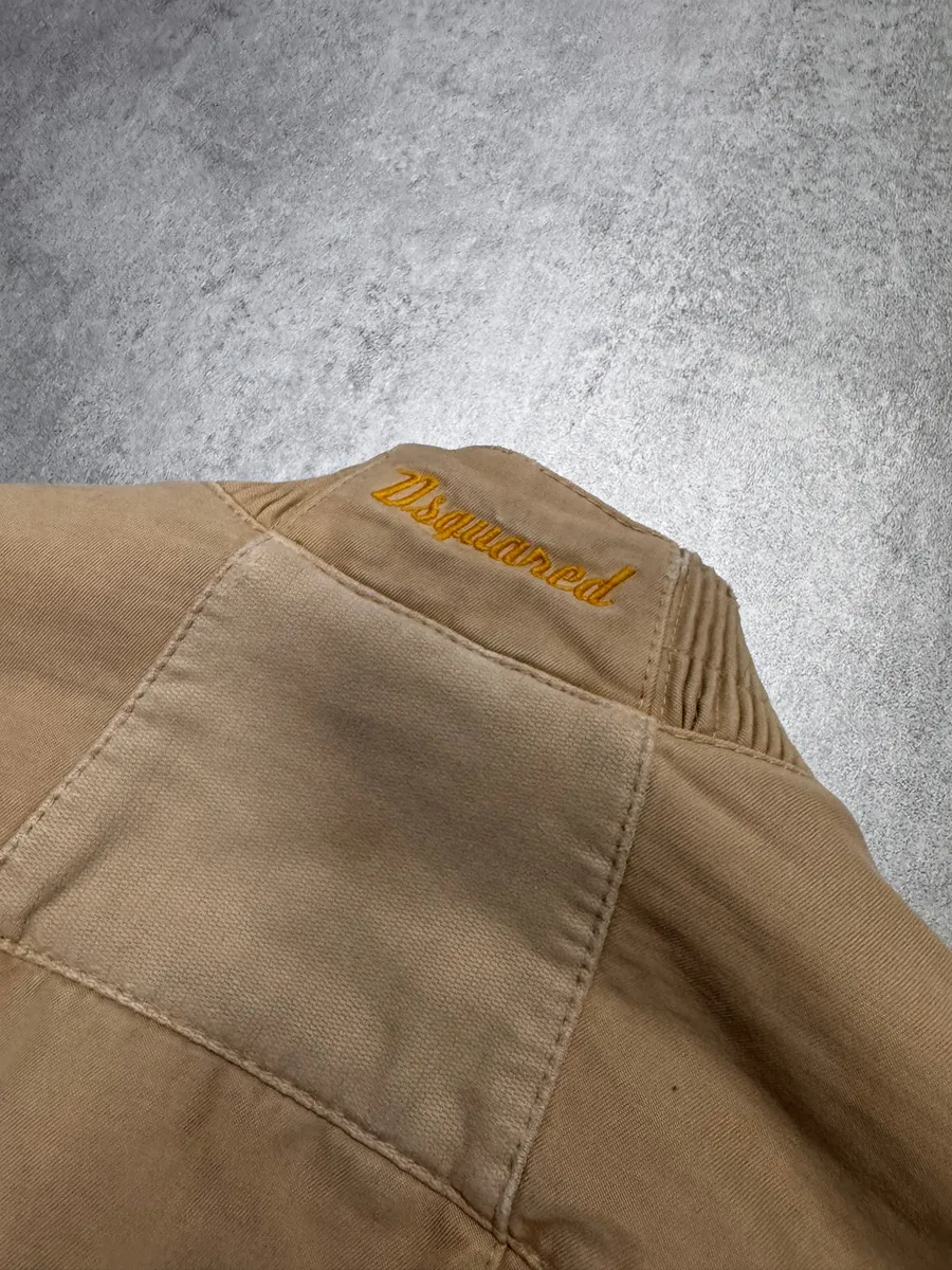 FW2007 Dsquared2 Biker Reinforced Beige Denim Jacket - Image 4