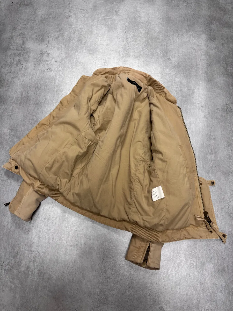 FW2007 Dsquared2 Biker Reinforced Beige Denim Jacket - Image 5
