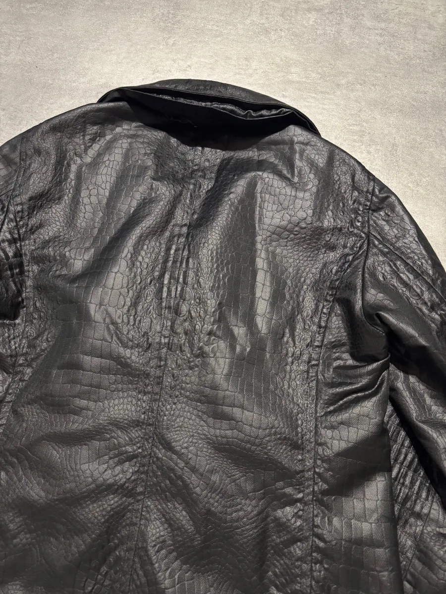 FW2007 Emporio Armani Crocodile Nylon Black Jacket - Image 8