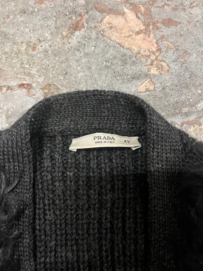 FW2007 Prada Fur Plushed Grey & Dark Cardigan - Image 9
