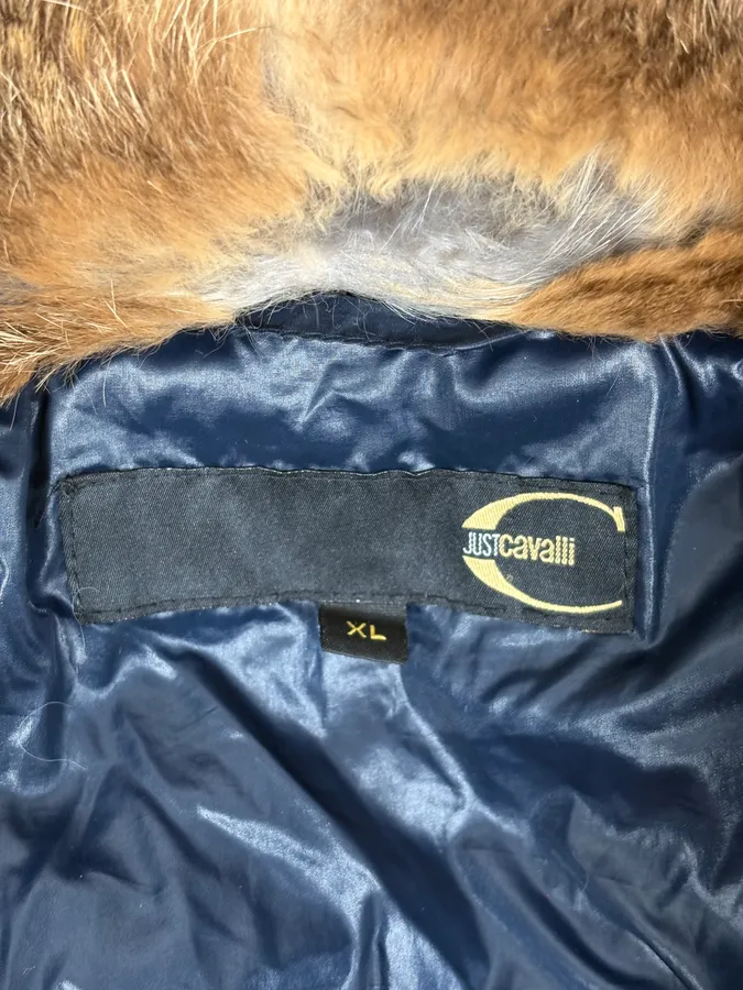 FW2008 Cavalli Fur Collar Navy Puffer Jacket - Image 11