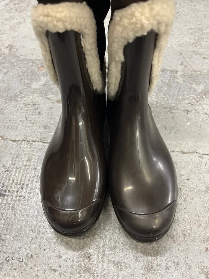 FW2008 Dolce & Gabbana Black & Brown Shearling Leather Boots - Image 4