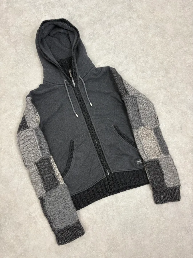 FW2008 Dolce & Gabbana Patchwork Wool Zip-Up Hoodie - Image 4