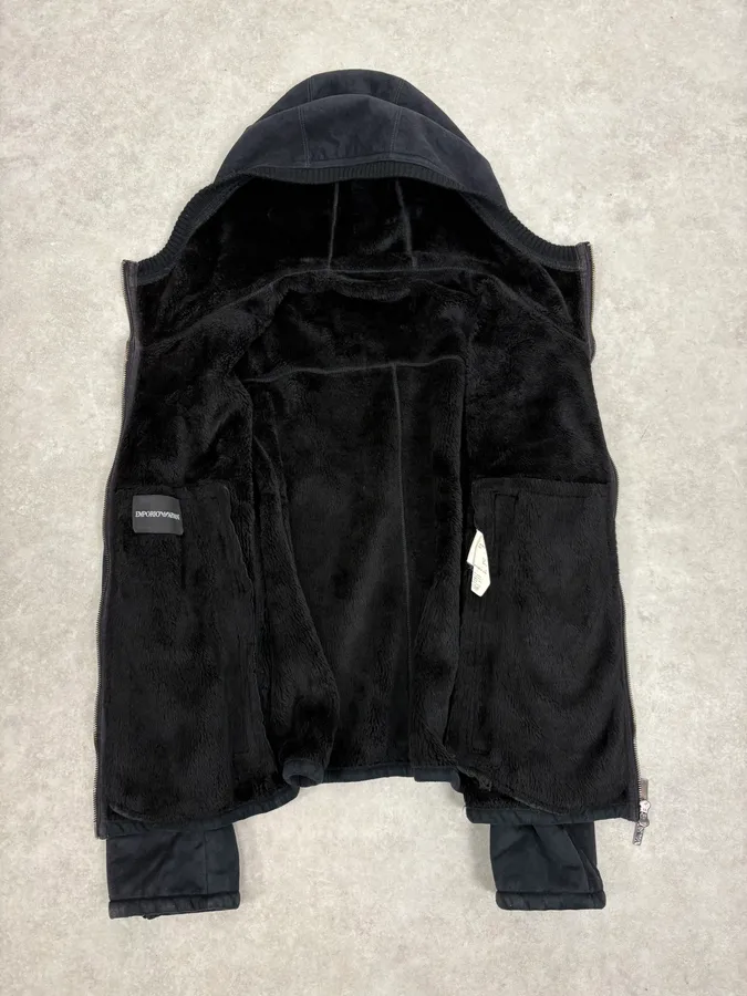 FW2008 Emporio Armani Navy Shearling Jacket - Image 7