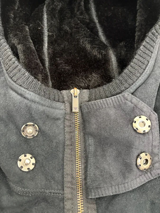 FW2008 Emporio Armani Navy Shearling Jacket - Image 9