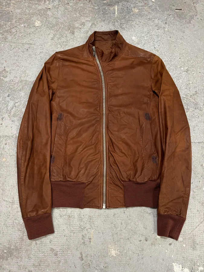 FW2008 Rick Owens Bordeaux  Asymmetrical Leather Jacket