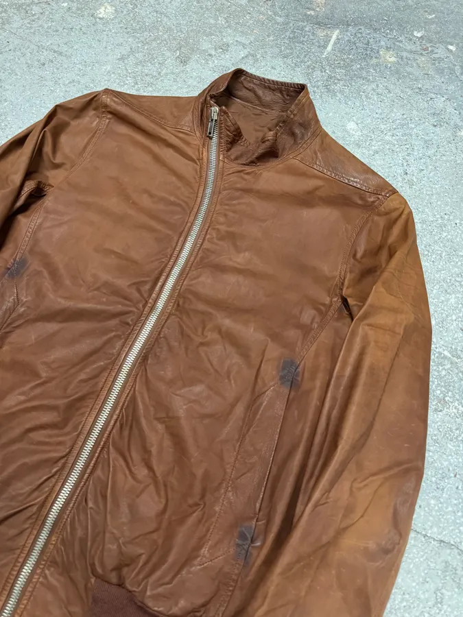 FW2008 Rick Owens Bordeaux  Asymmetrical Leather Jacket - Image 2