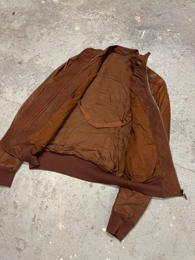 FW2008 Rick Owens Bordeaux  Asymmetrical Leather Jacket - Image 3