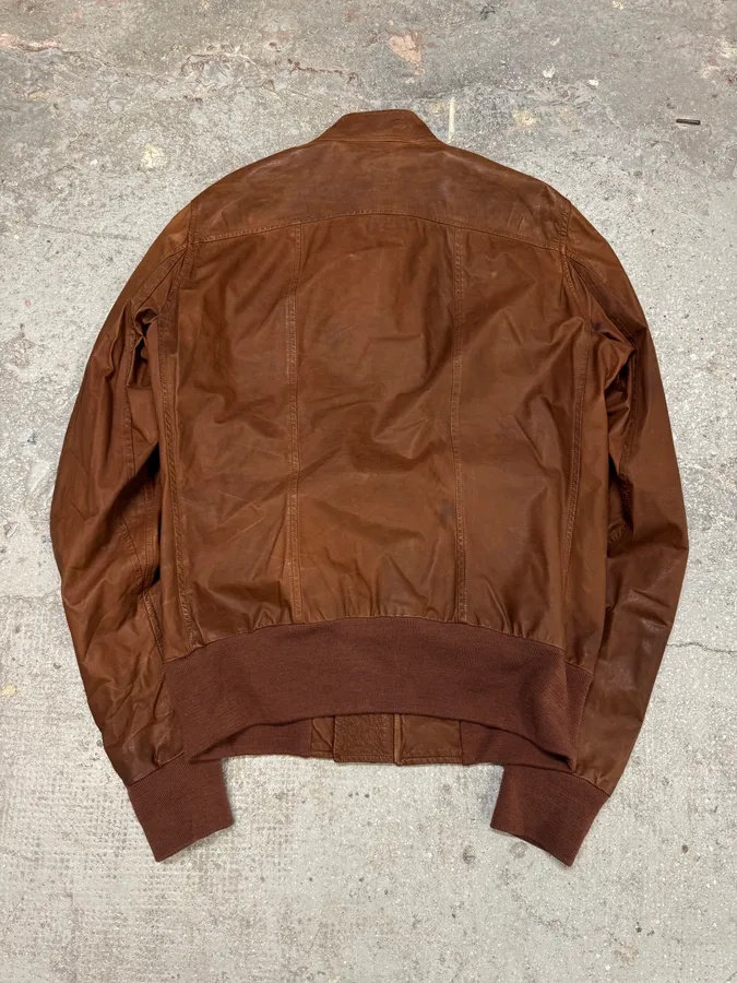 FW2008 Rick Owens Bordeaux  Asymmetrical Leather Jacket - Image 5